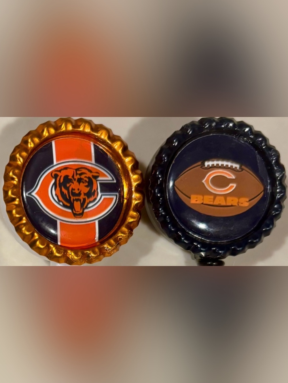 2 NFL Football Chicago Bears Nurse Badge Reels ID Holders Alligator Clips Swivel